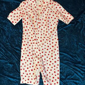 White One-Piece with Red Polka Dot Jumpsuit